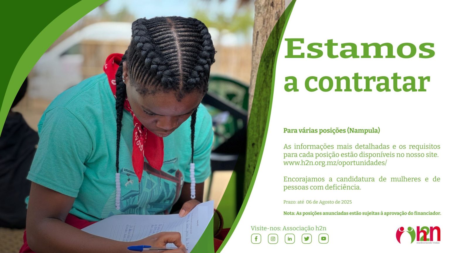 A Associação h2n abre 4 vagas de emprego