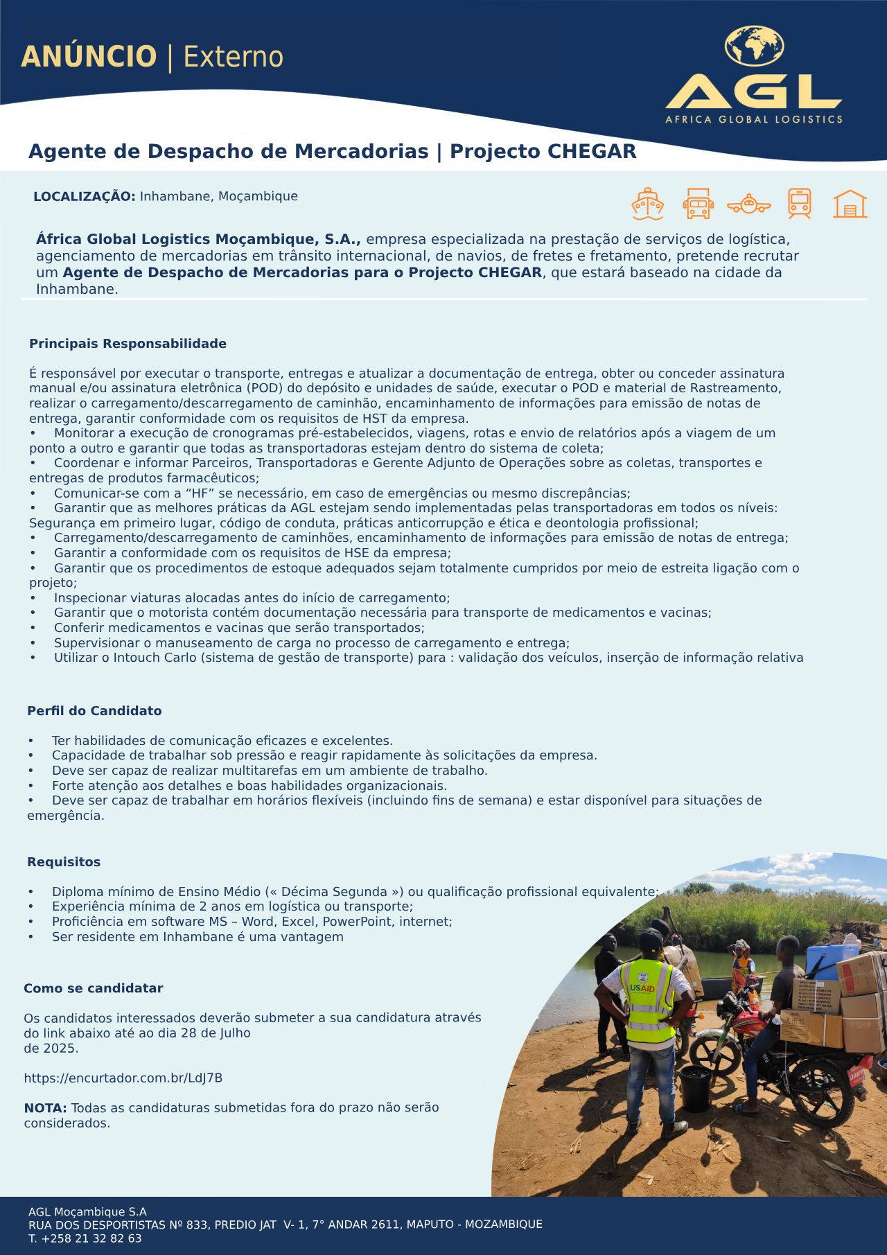 Vaga para Agente de Despacho de Mercadorias