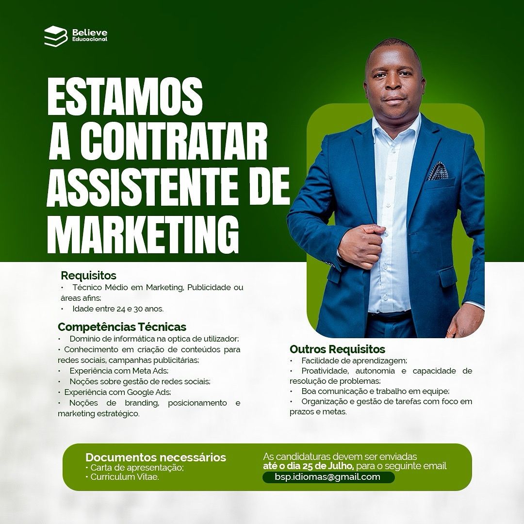 Vaga para Assistente de Marketing