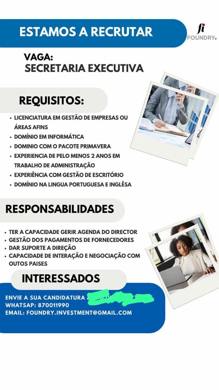 Vaga para Secretaria Executiva
