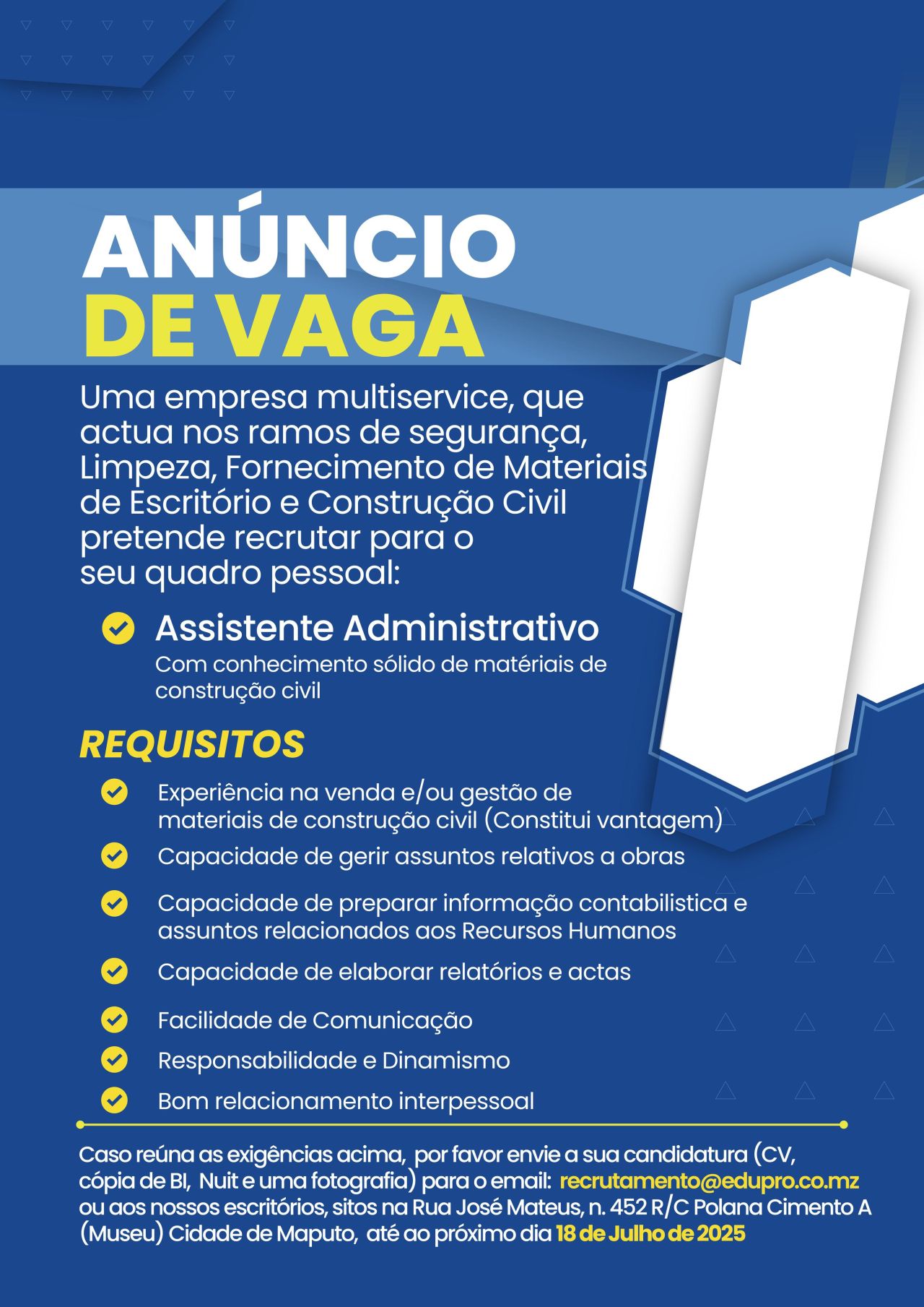 Vaga – Assistente Administrativo