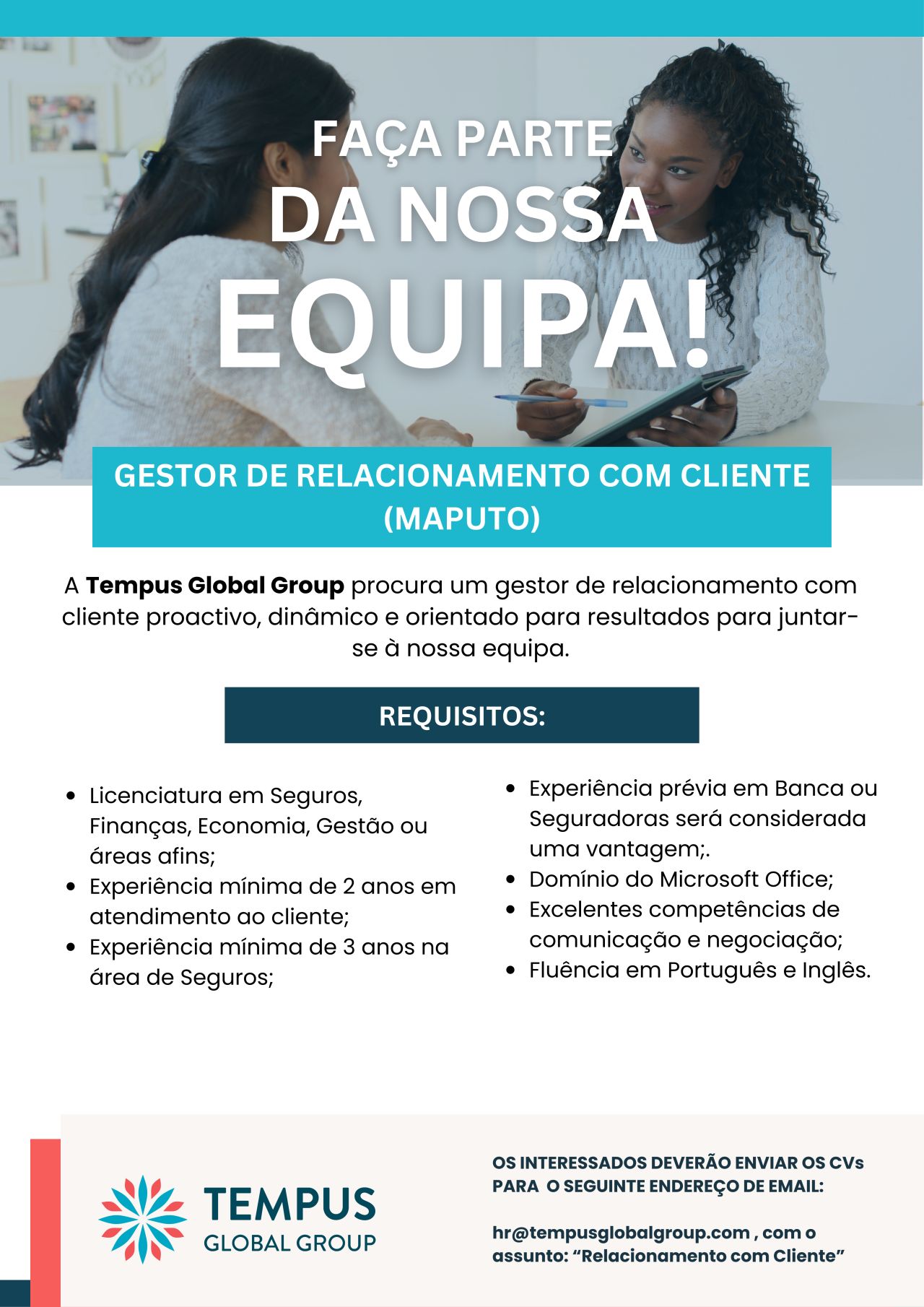 Vaga para Gestor de Relacionamento com Cliente