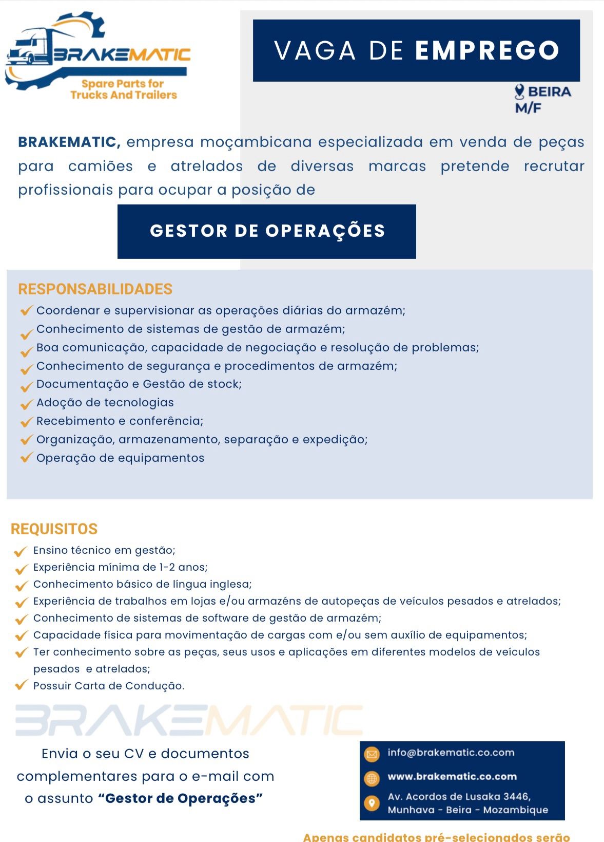 Vaga para operador de Caixa