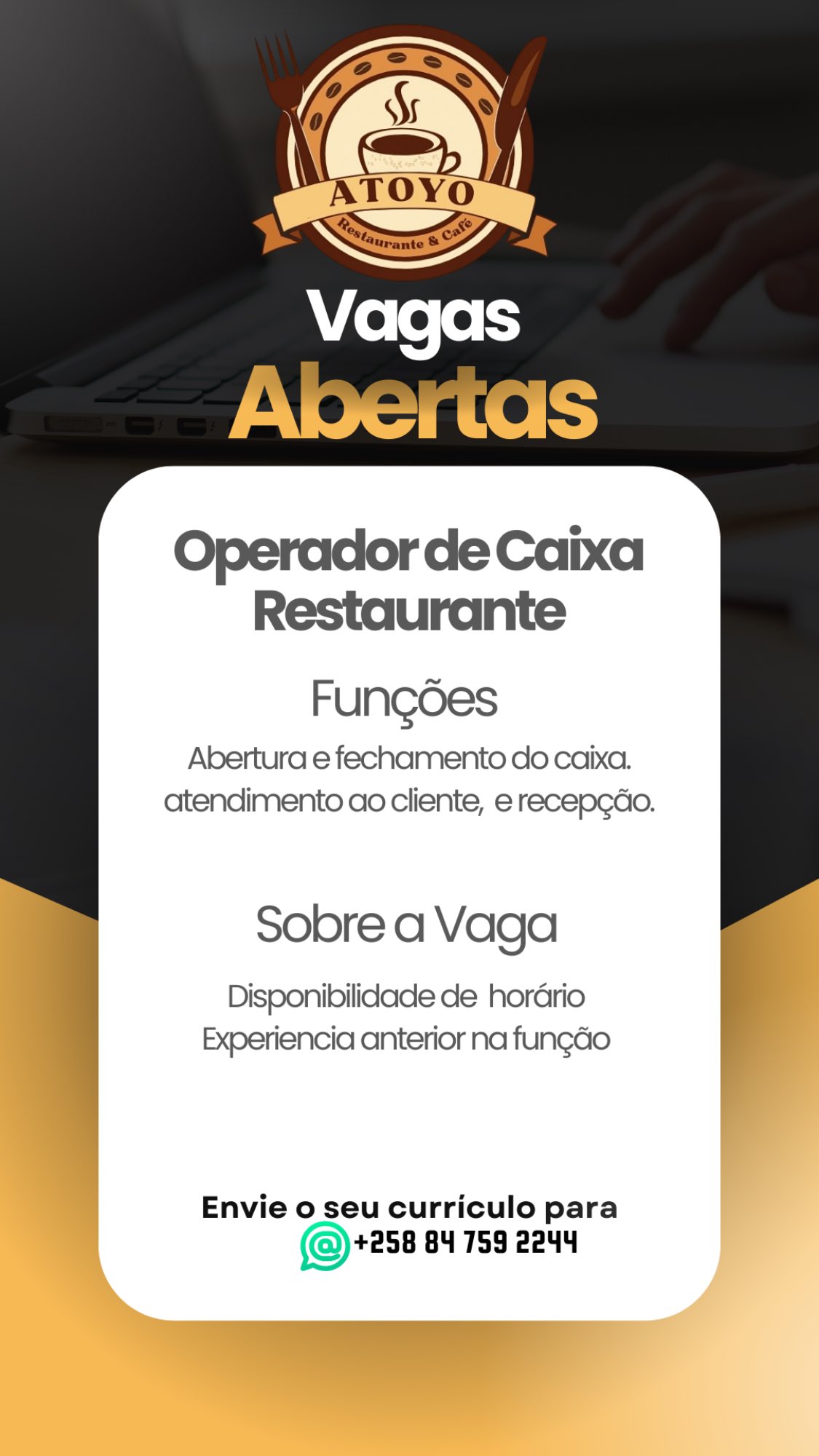 Vaga para Operador de Caixa – Restaurante