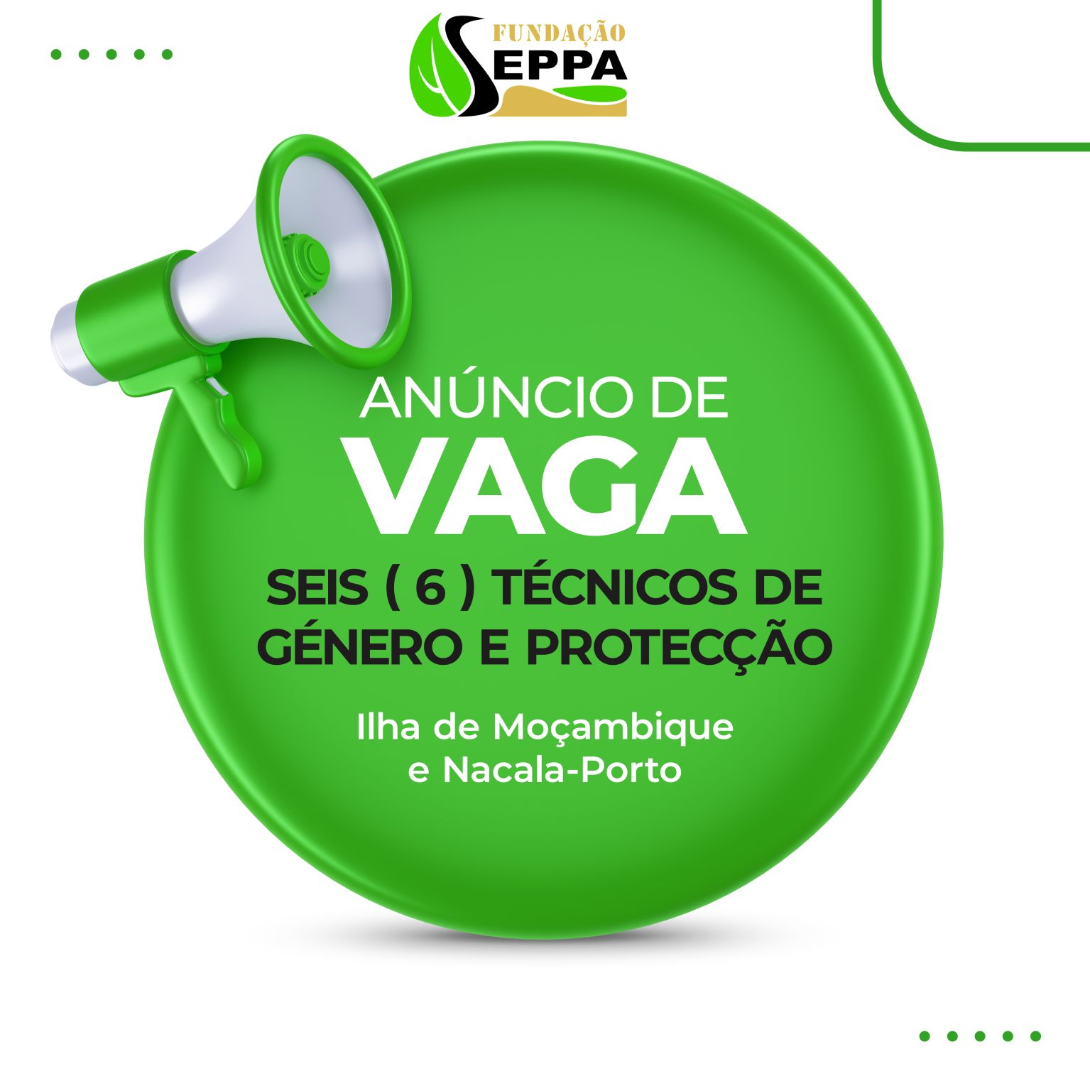 Vaga para (6) Técnicos de Género e Proteção